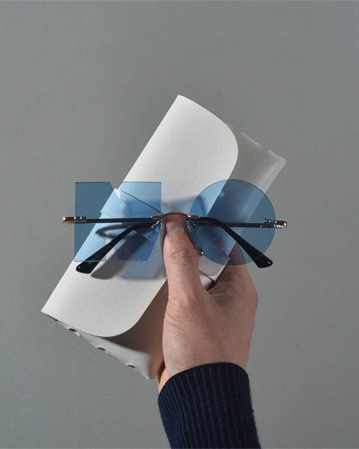 Letter & Round Rimless Resin Sunglasses - Image 5