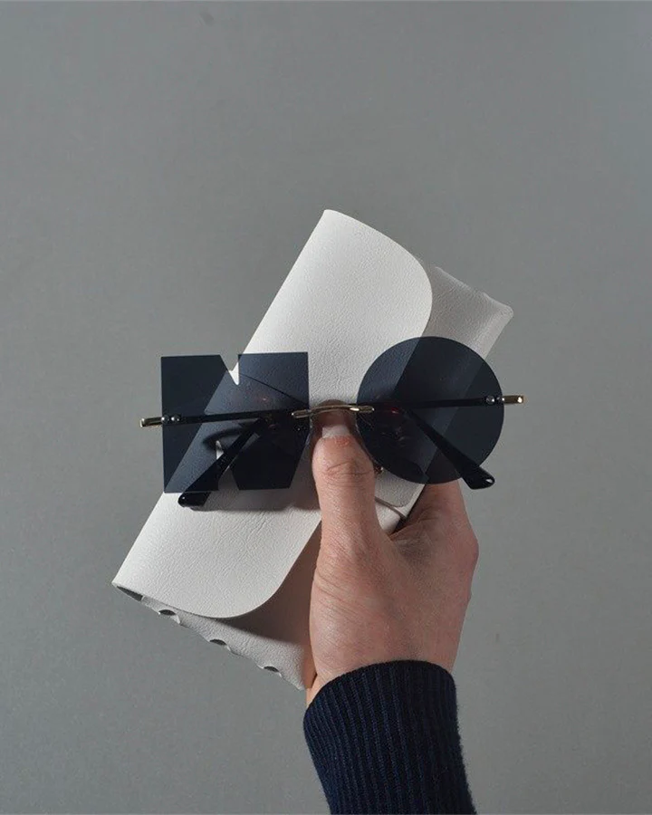 Letter & Round Rimless Resin Sunglasses - Image 6