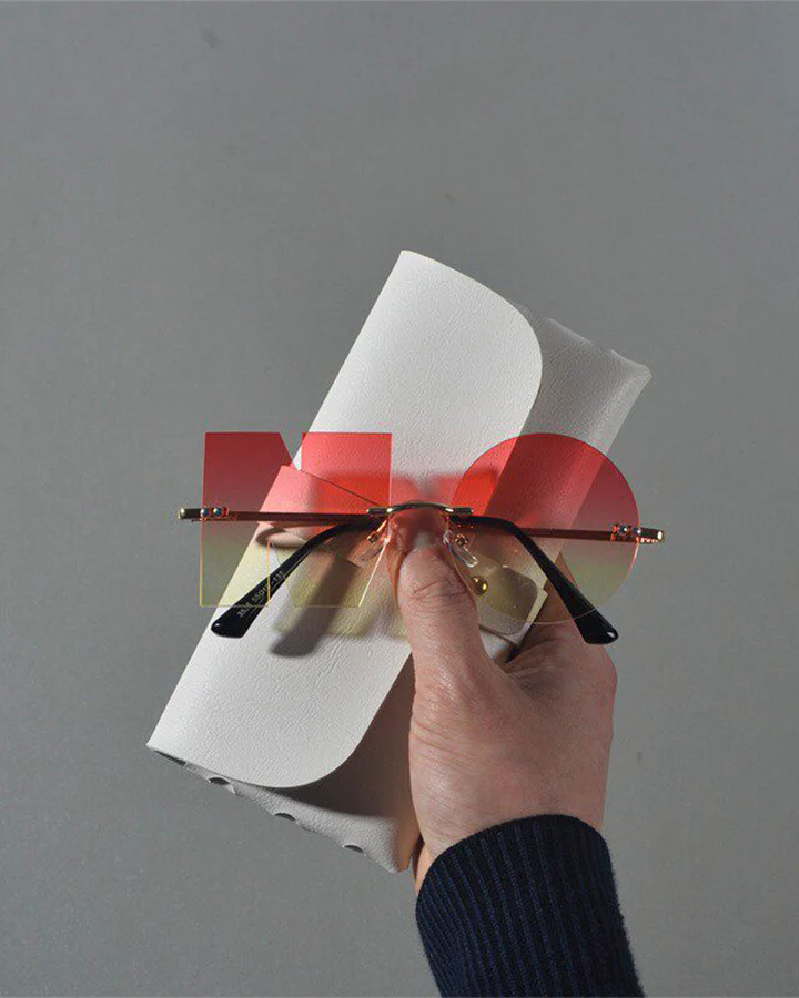 Letter & Round Rimless Resin Sunglasses - Image 7