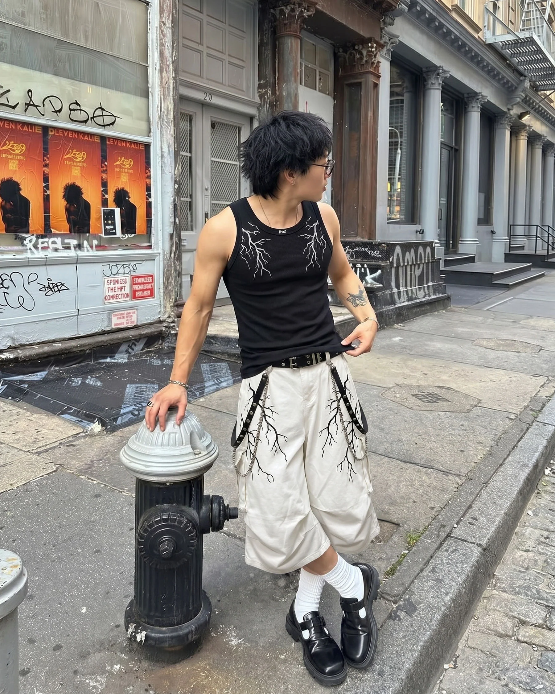 LIGHTNING Series | Gothic Chain Strap Utility Shorts - Image 10