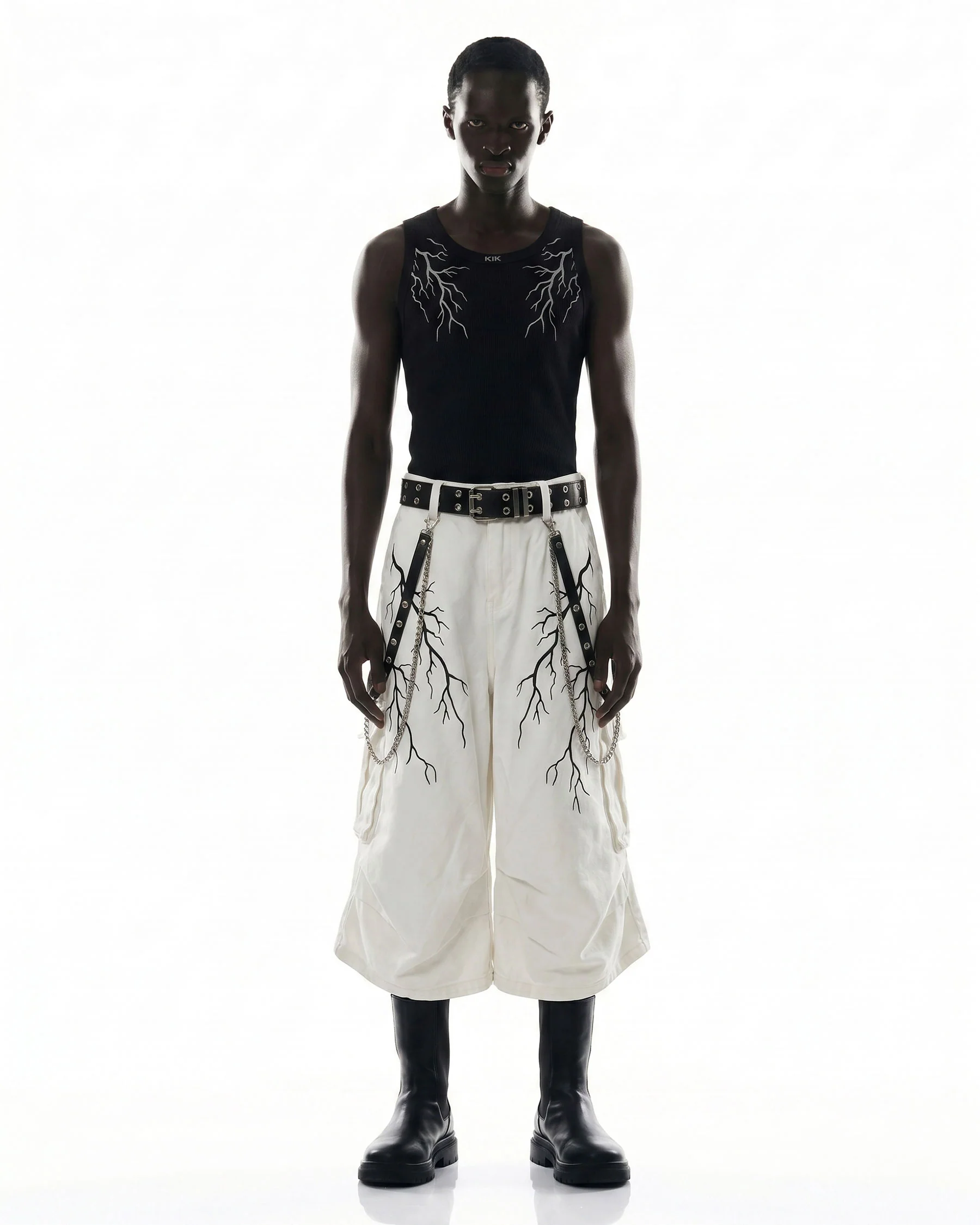 LIGHTNING Series | Gothic Chain Strap Utility Shorts - Image 2