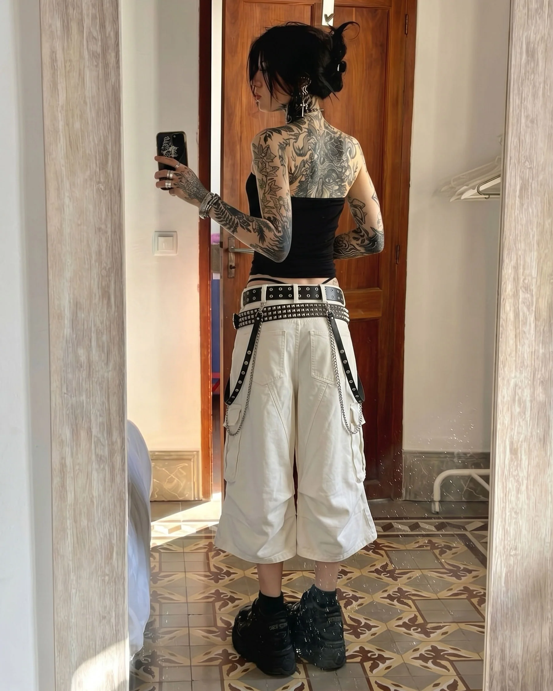 LIGHTNING Series | Gothic Chain Strap Utility Shorts - Image 6