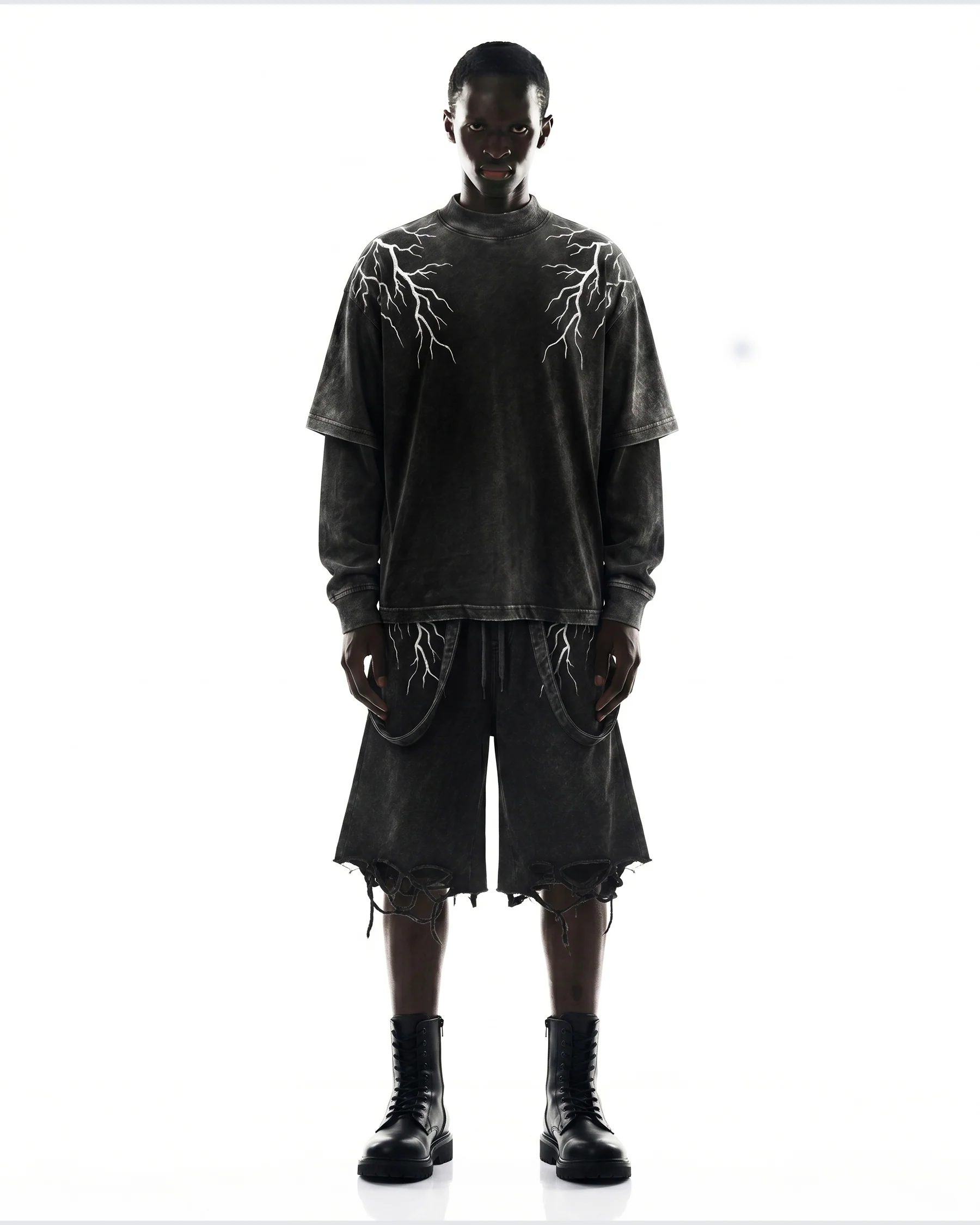 LIGHTNING Series | Washed Layered Long Sleeve T-Shirt - Image 11
