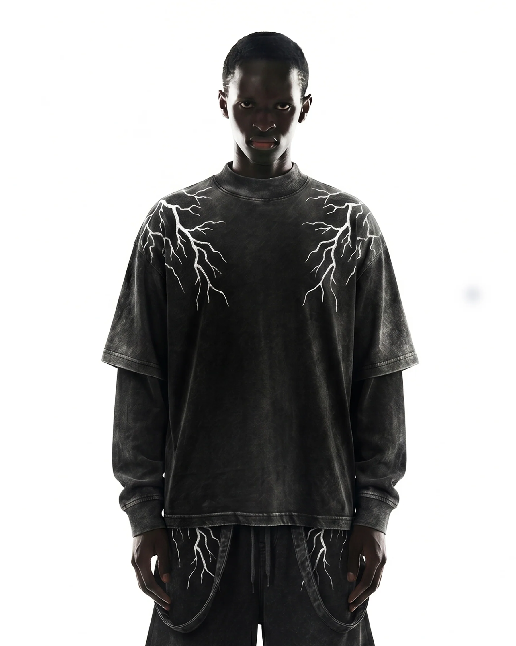 LIGHTNING Series | Washed Layered Long Sleeve T-Shirt - Image 2