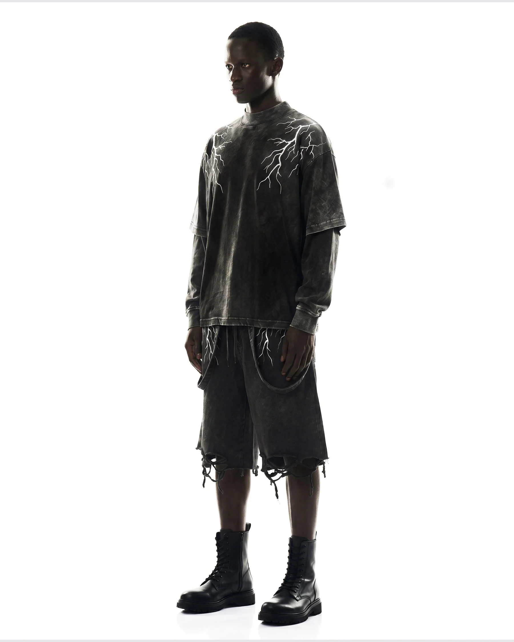 LIGHTNING Series | Washed Layered Long Sleeve T-Shirt - Image 6
