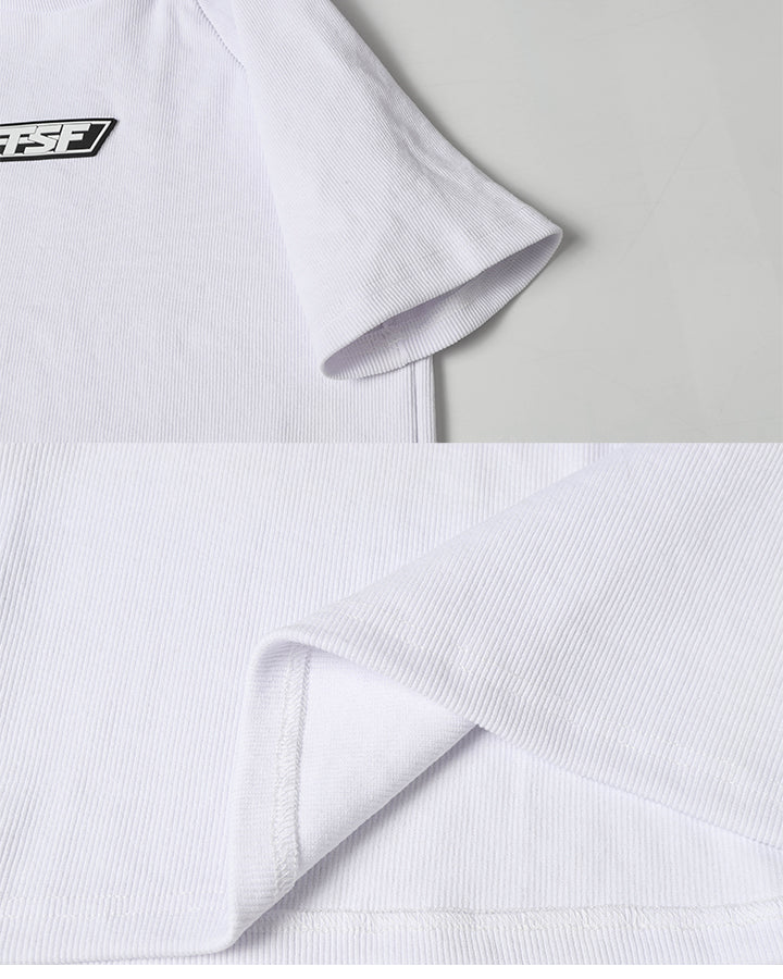 Logo Print Ribbed Knit T-Shirt - Image 11