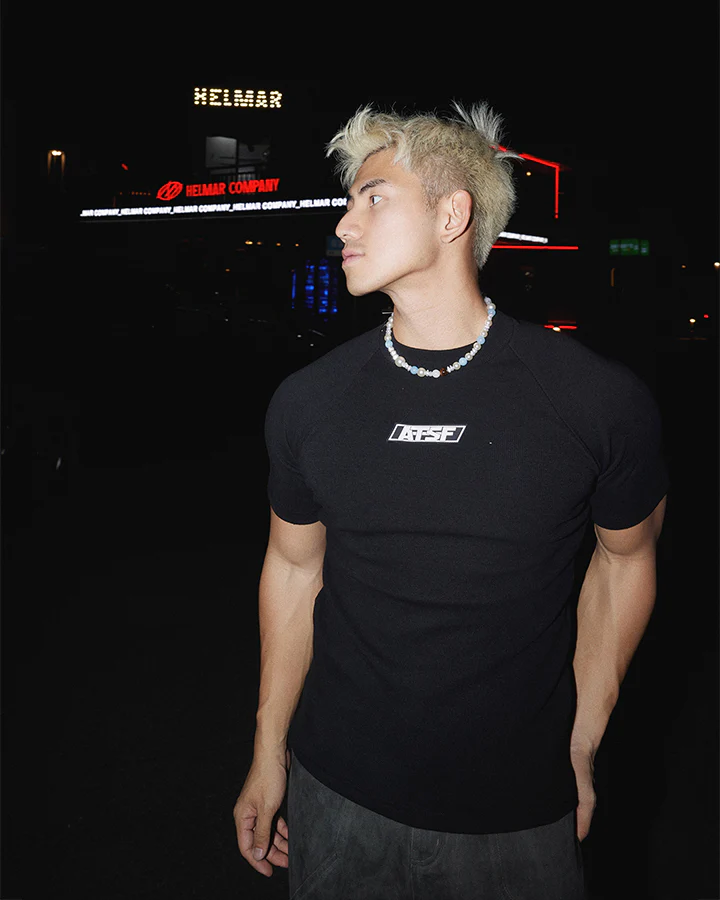 Logo Print Ribbed Knit T-Shirt - Image 2