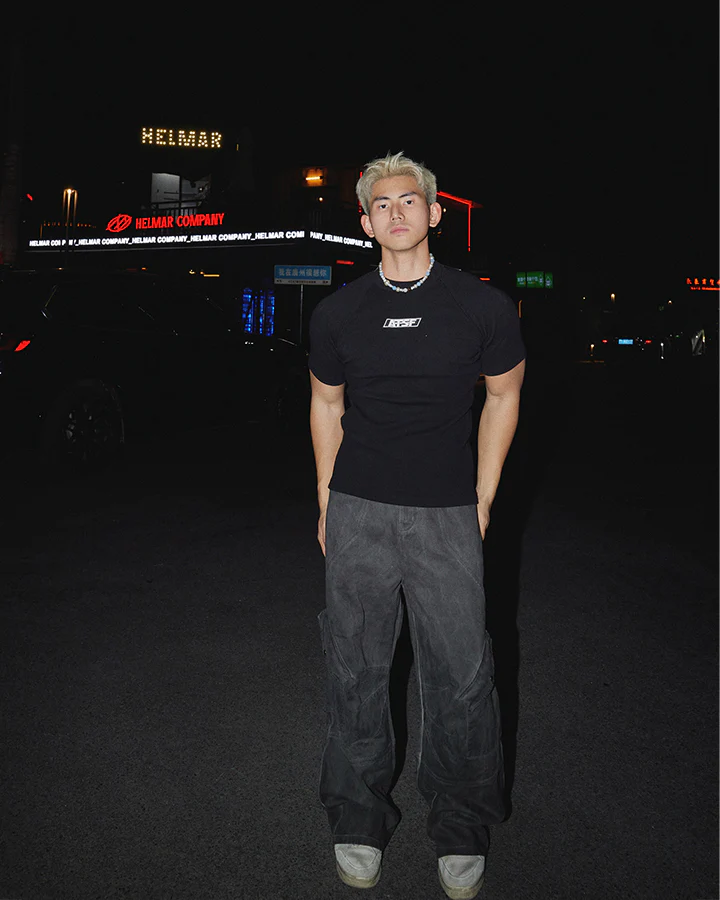 Logo Print Ribbed Knit T-Shirt - Image 7