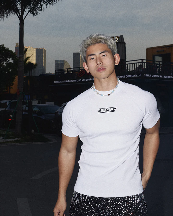 Logo Print Ribbed Knit T-Shirt - Image 8