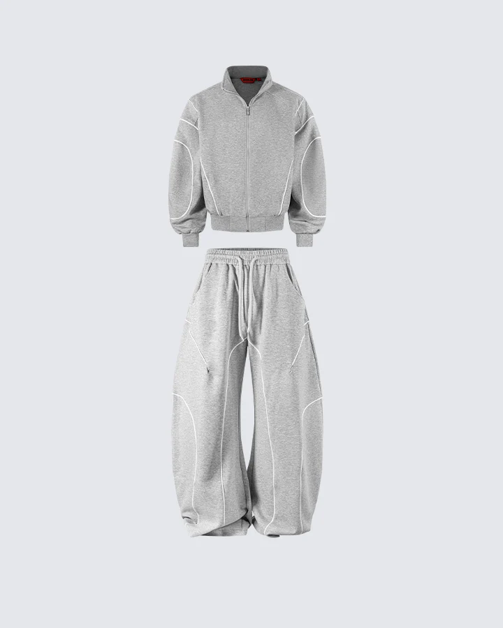 Loose-Fit Sweatpants with White Piping - Image 4