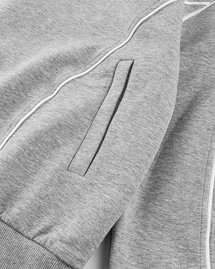 Loose-Fit Zip-Up Sweatshirt with White Piping - Image 10
