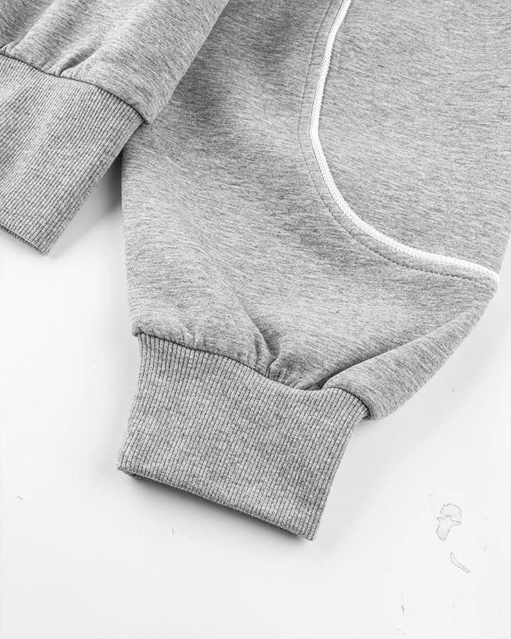 Loose-Fit Zip-Up Sweatshirt with White Piping - Image 11