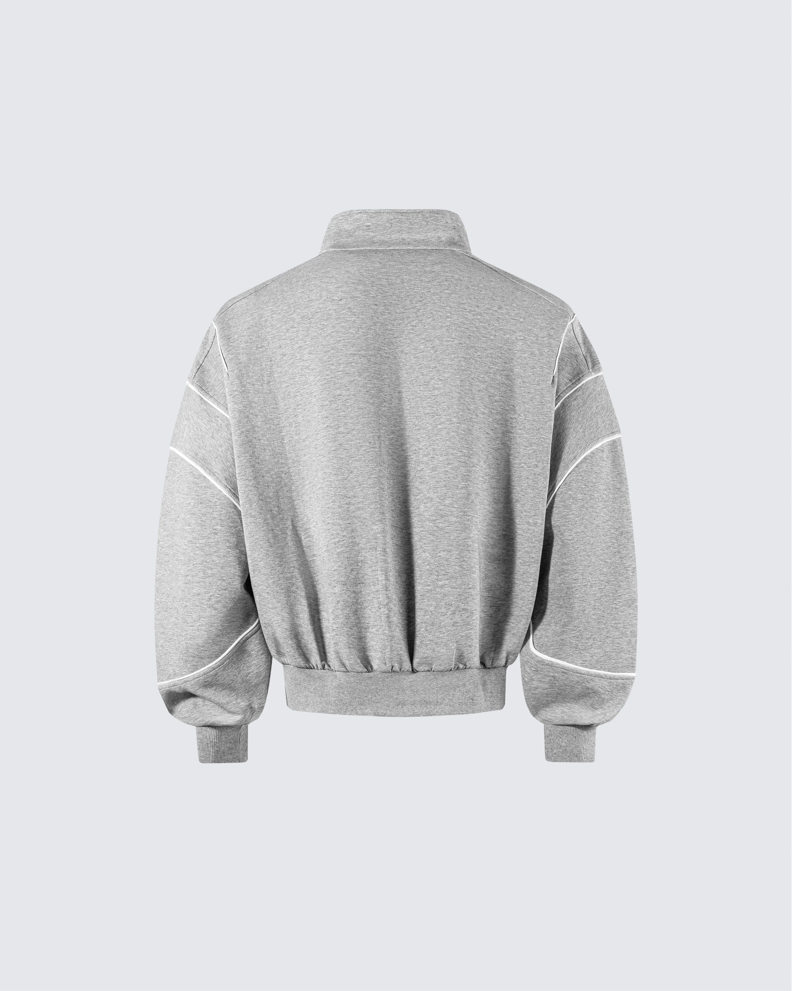 Loose-Fit Zip-Up Sweatshirt with White Piping - Image 4
