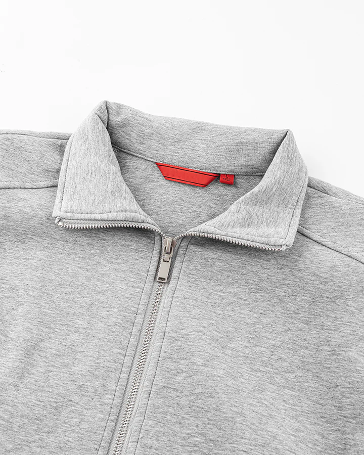 Loose-Fit Zip-Up Sweatshirt with White Piping - Image 5
