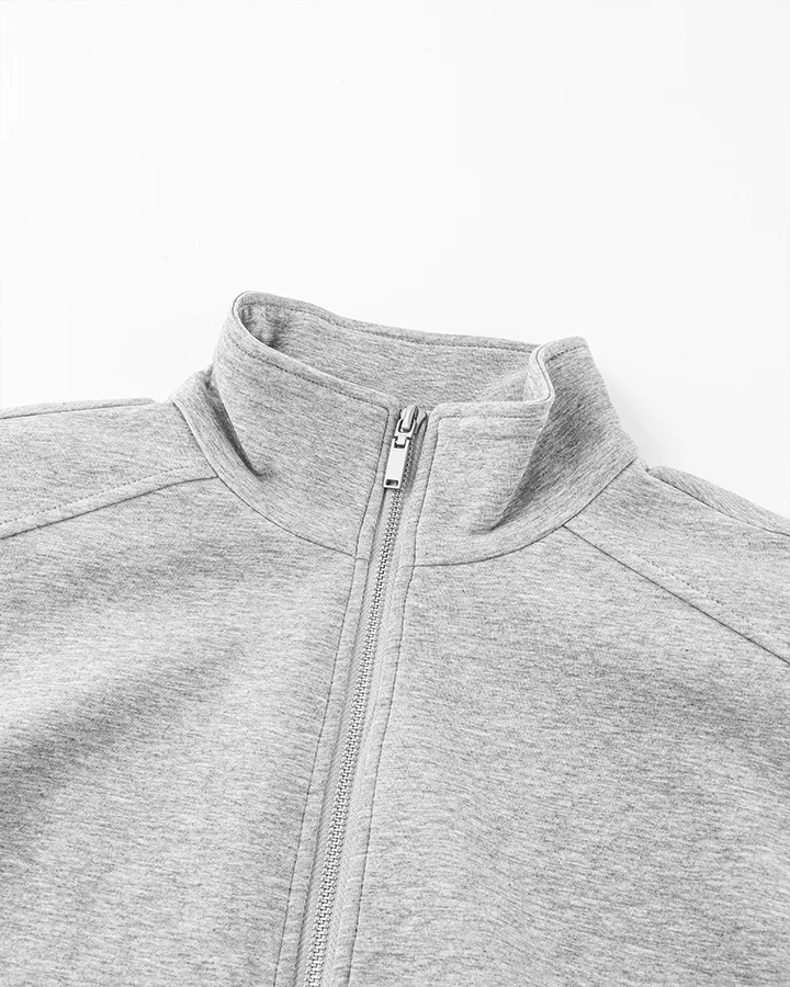 Loose-Fit Zip-Up Sweatshirt with White Piping - Image 6