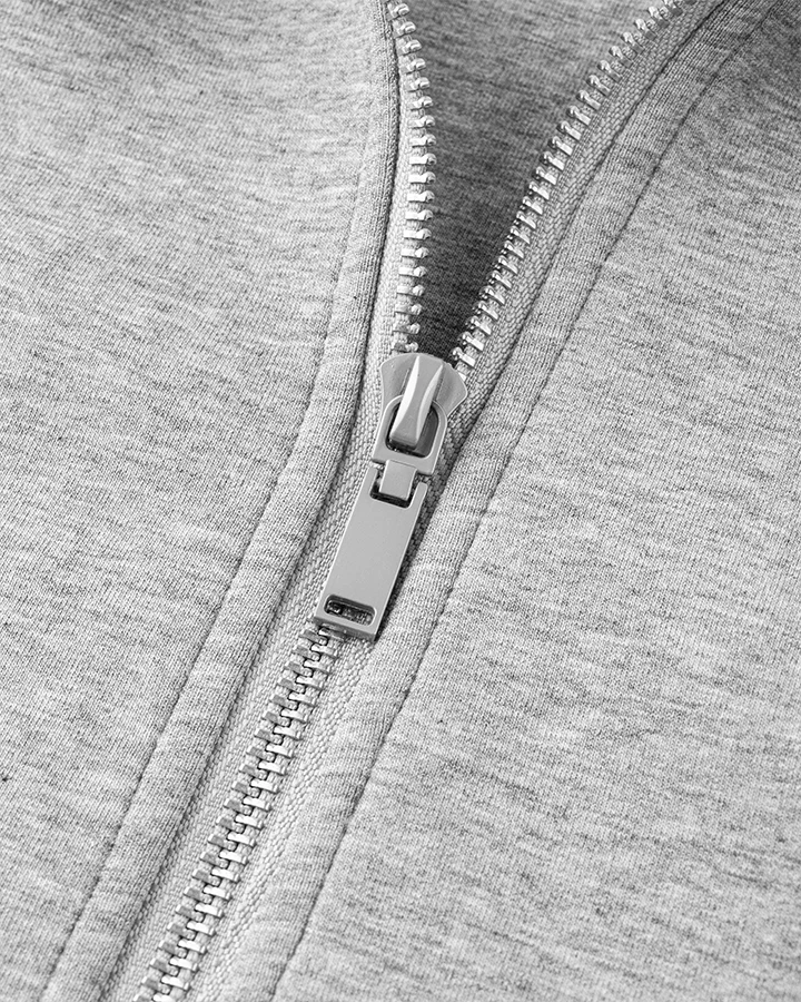Loose-Fit Zip-Up Sweatshirt with White Piping - Image 8