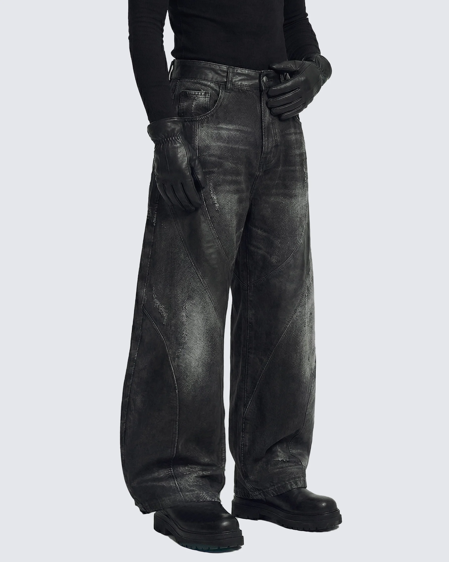 LOW SATURATION-Washed Wide-Leg Denim Pants - Image 11