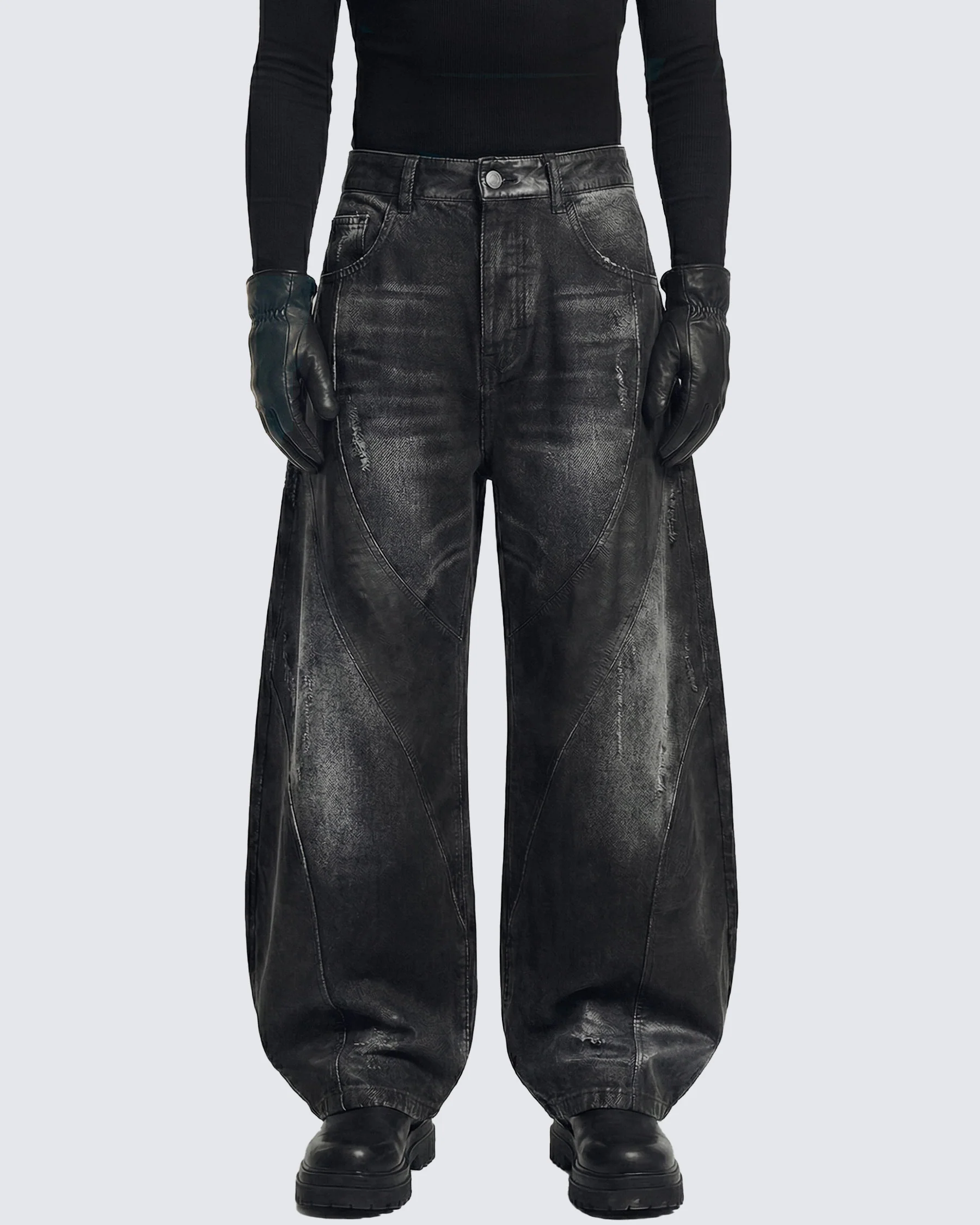 LOW SATURATION-Washed Wide-Leg Denim Pants - Image 8