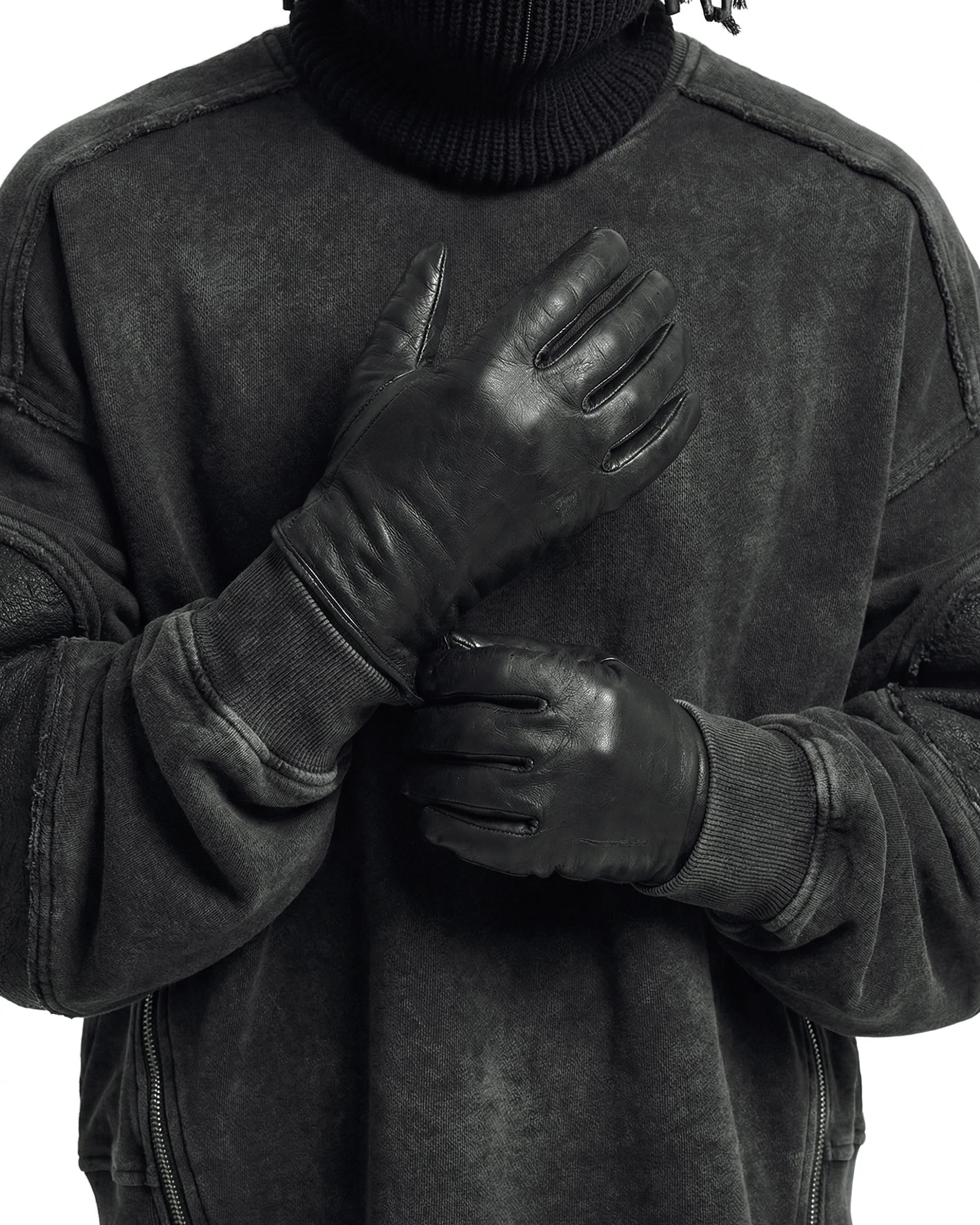LOW SATURATION-Washed Zip Detail Cropped Sweatshirt - Image 5