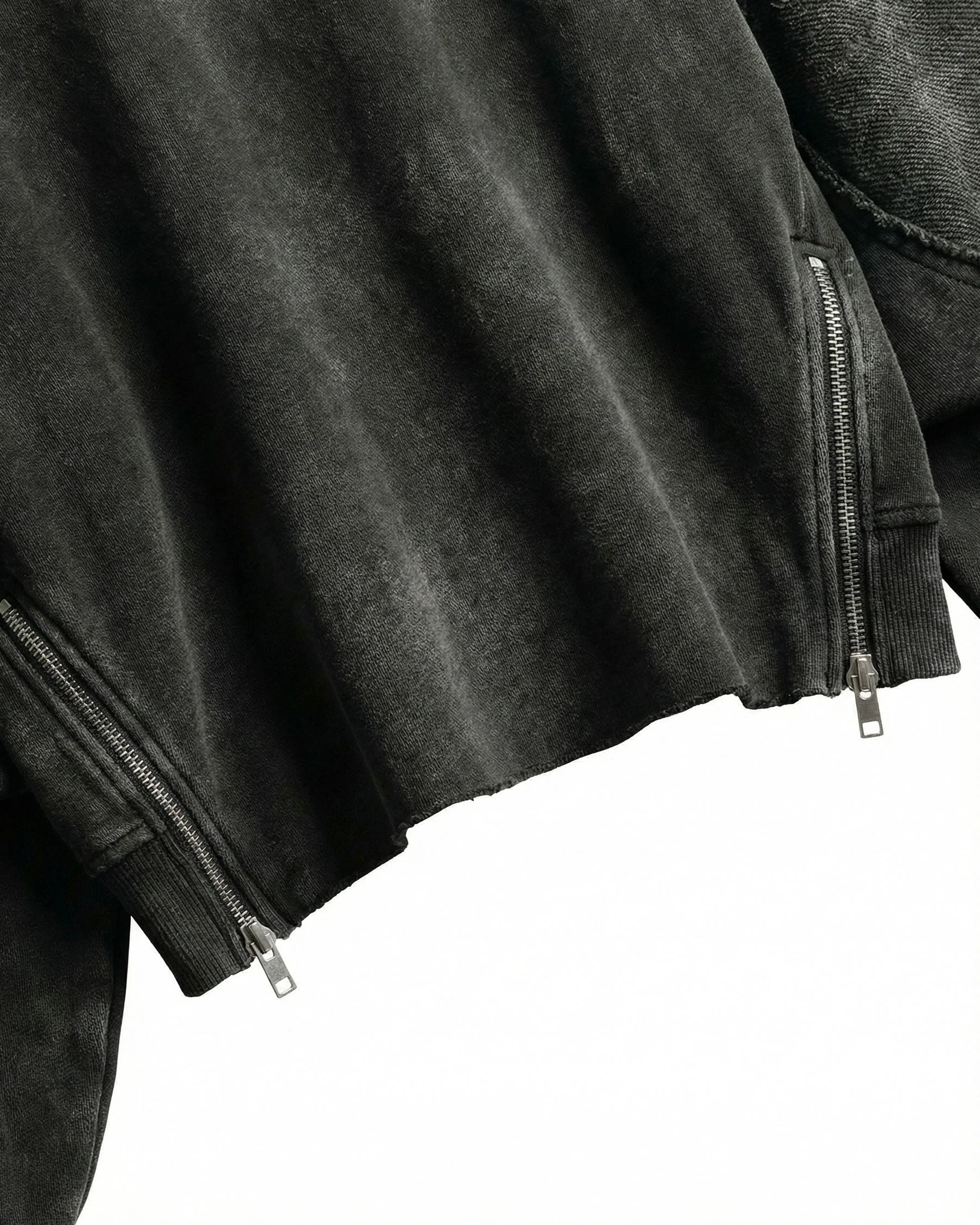 LOW SATURATION-Washed Zip Detail Cropped Sweatshirt - Image 9