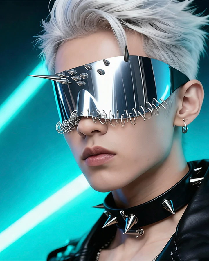 Mask Spiked Ring Cyberpunk Glasses - Image 2