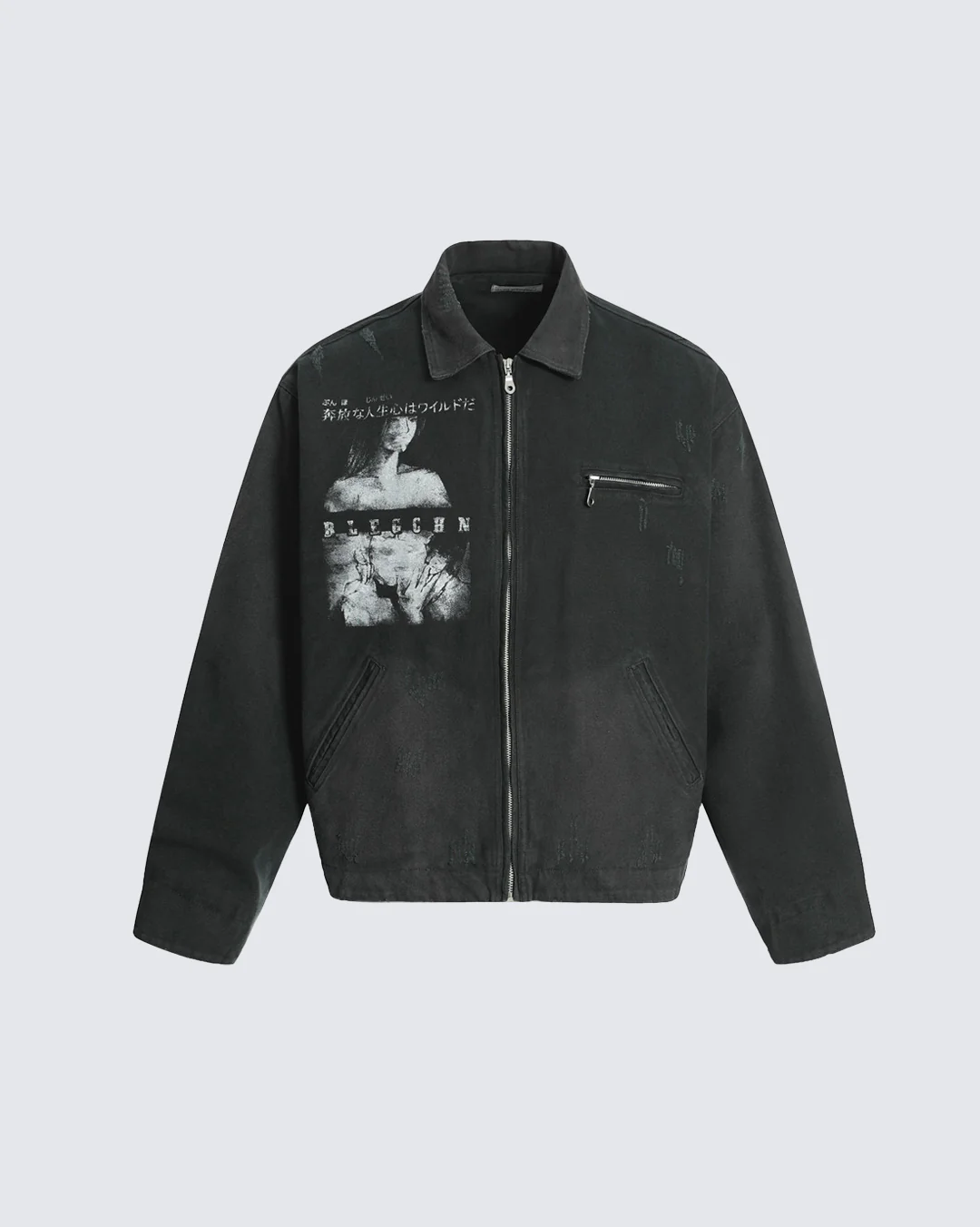 Vintage Punk Street Cargo Denim Jacket - Image 2