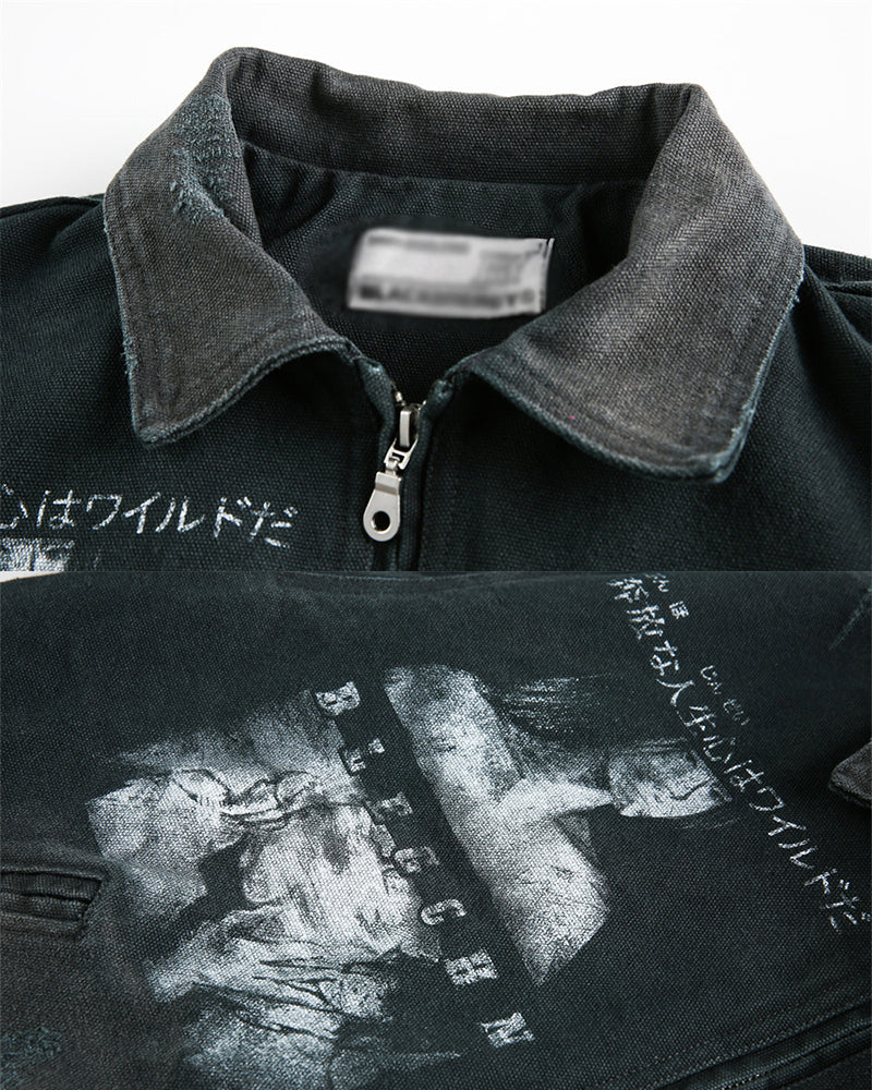 Vintage Punk Street Cargo Denim Jacket - Image 4