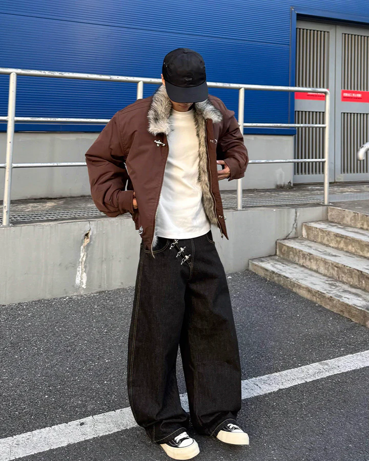 Minimal Buckle Wide-Leg Denim Pants - Image 7