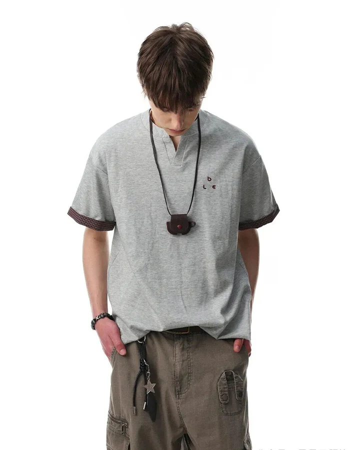 Minimal Contrast Trim V Neck Casual Short Sleeve - Image 2