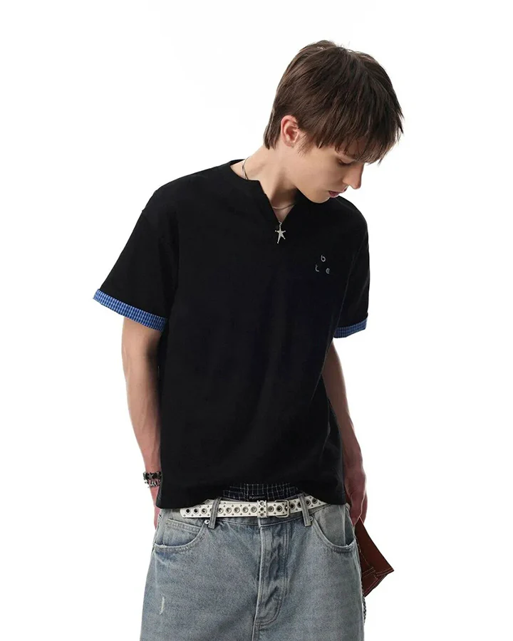 Minimal Contrast Trim V Neck Casual Short Sleeve - Image 5