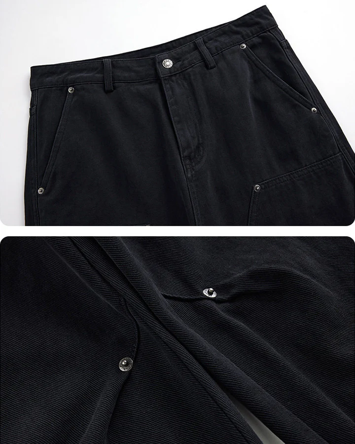 Minimal Rivet Panel Wide Leg Pants - Image 11