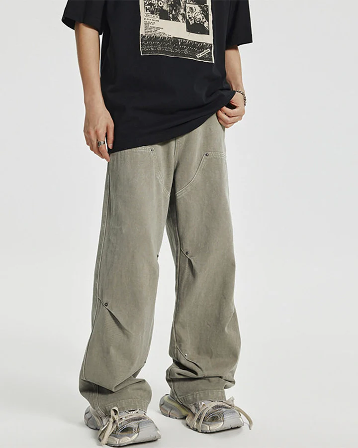 Minimal Rivet Panel Wide Leg Pants - Image 13