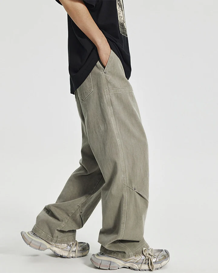 Minimal Rivet Panel Wide Leg Pants - Image 5