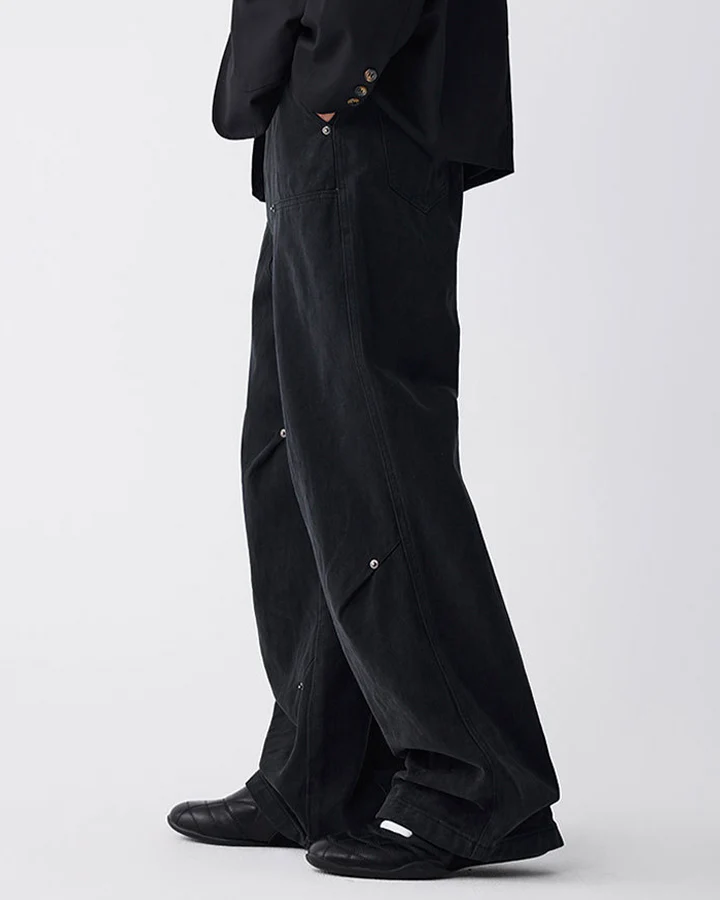 Minimal Rivet Panel Wide Leg Pants - Image 8