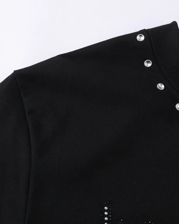 Minimal Studded Letter Print Street T-Shirt - Image 11