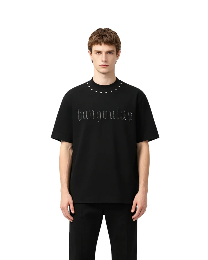 Minimal Studded Letter Print Street T-Shirt - Image 6