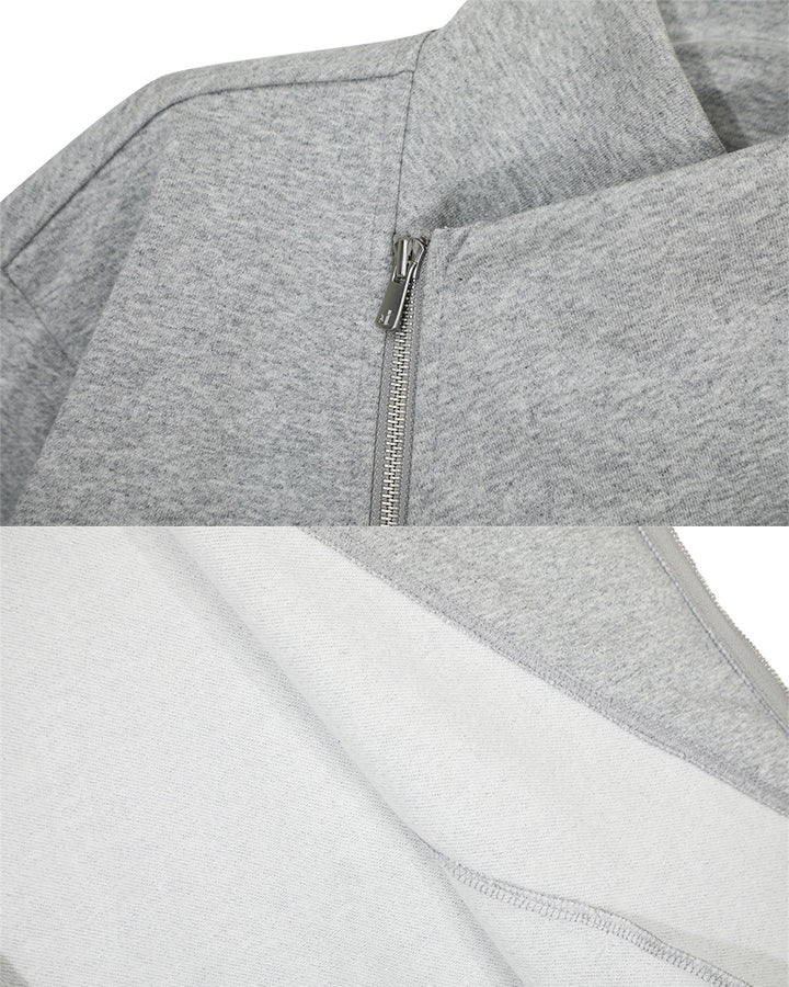 Minimalist Asymmetric Zip Stand Collar Jacket - Image 12