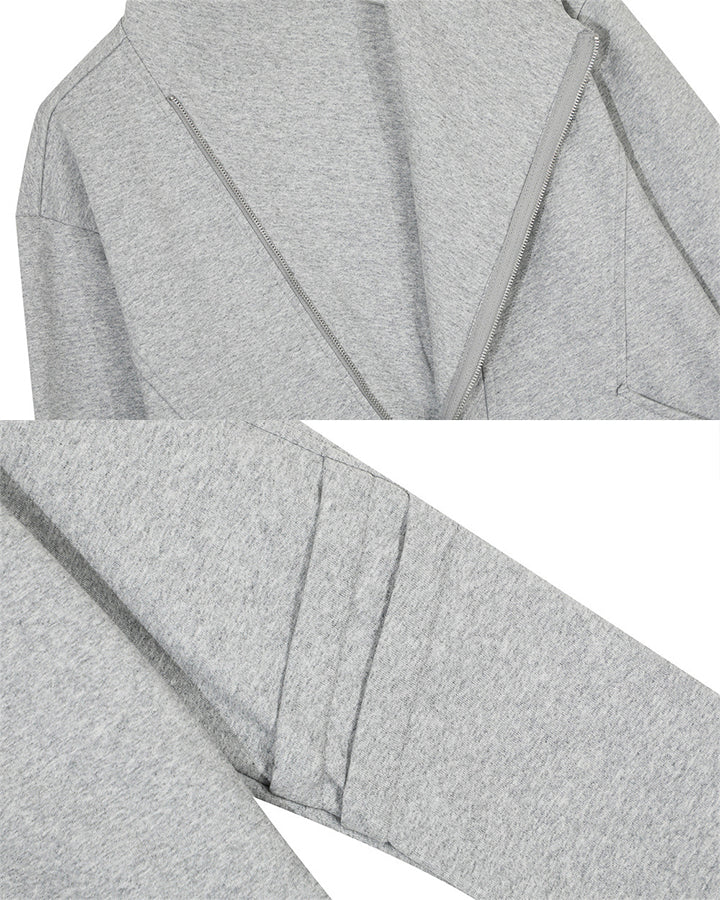 Minimalist Asymmetric Zip Stand Collar Jacket - Image 14