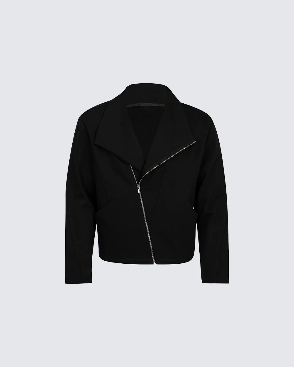 Minimalist Asymmetric Zip Stand Collar Jacket - Image 6