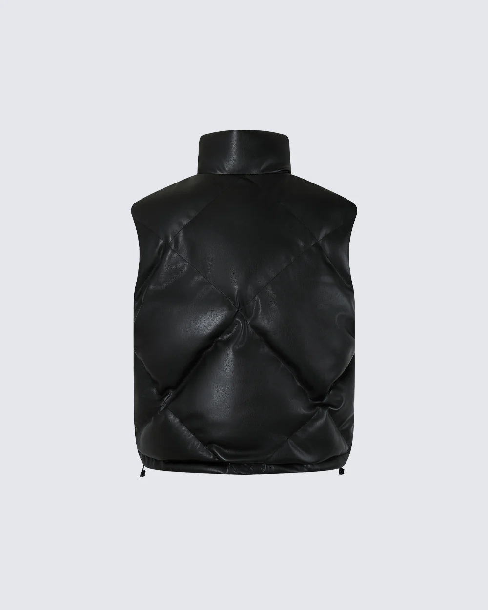 Minimalist PU Puffer Stand Collar Vest - Image 4