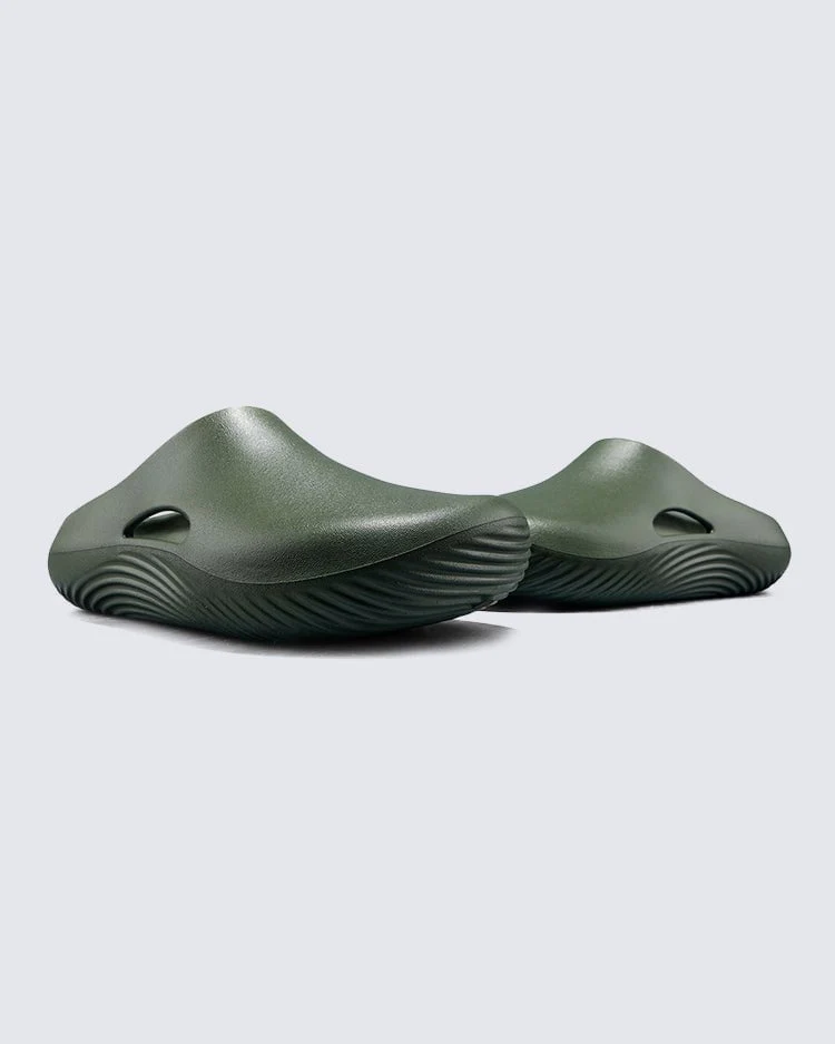 Minimalist Wave Sole Slip-On Sandals - Army Green - Image 5