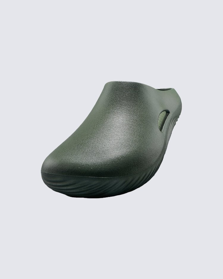 Minimalist Wave Sole Slip-On Sandals - Army Green - Image 7