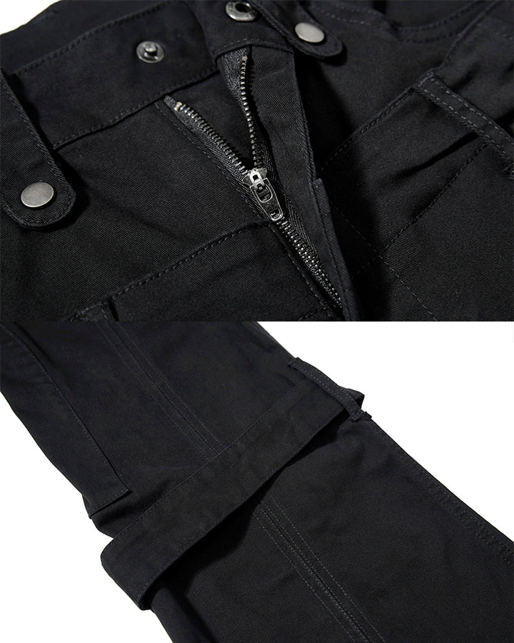 Multi-Pocket Buckle Cargo Flare Pants - Image 11