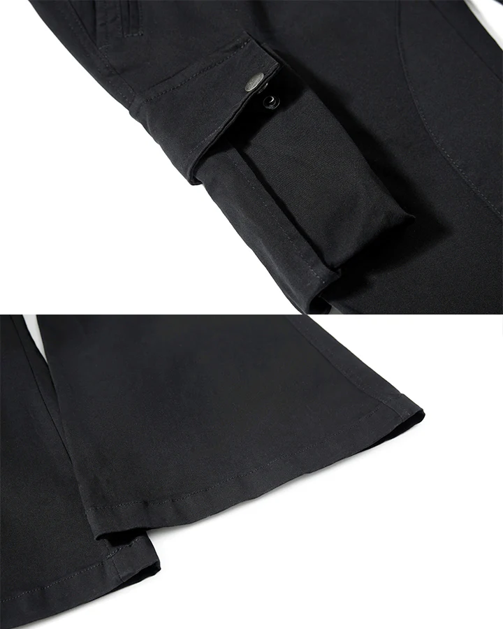 Multi-Pocket Buckle Cargo Flare Pants - Image 13