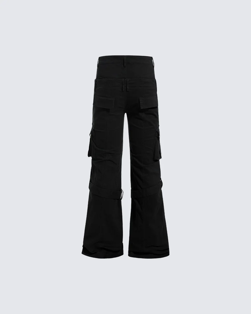 Multi-Pocket Buckle Cargo Flare Pants - Image 5