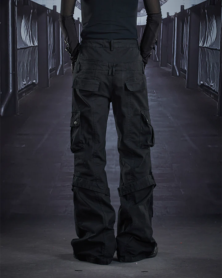 Multi-Pocket Buckle Cargo Flare Pants - Image 6