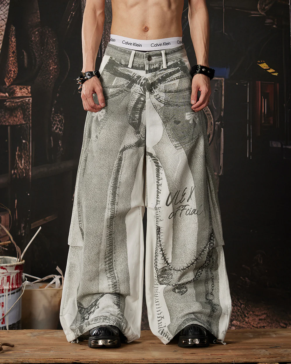 New American 3D Print Wide-Leg Pants - Image 2