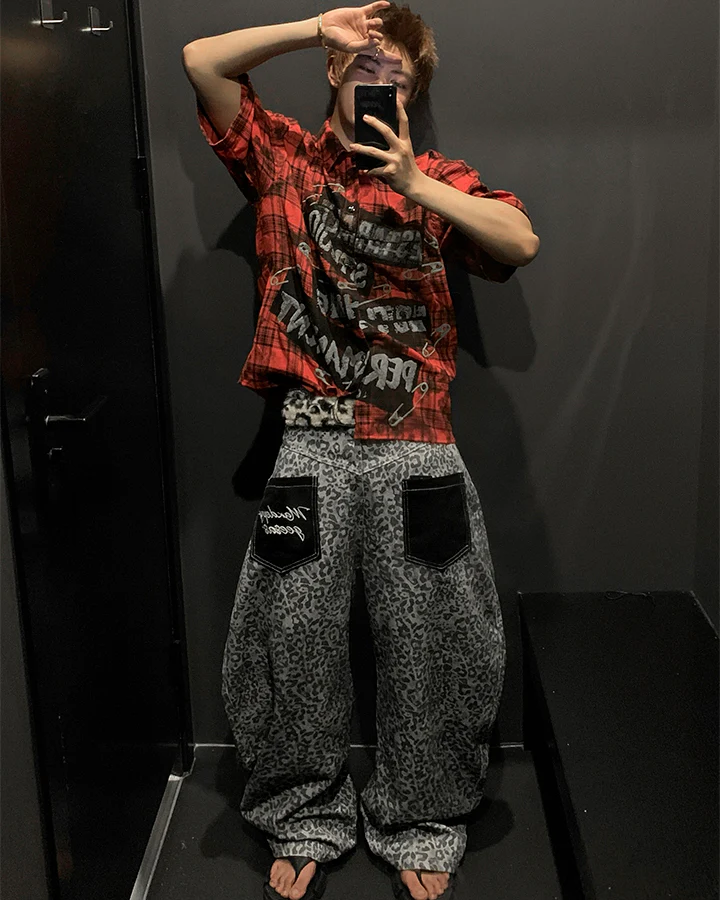New American Red Plaid Print Shirt - Image 3
