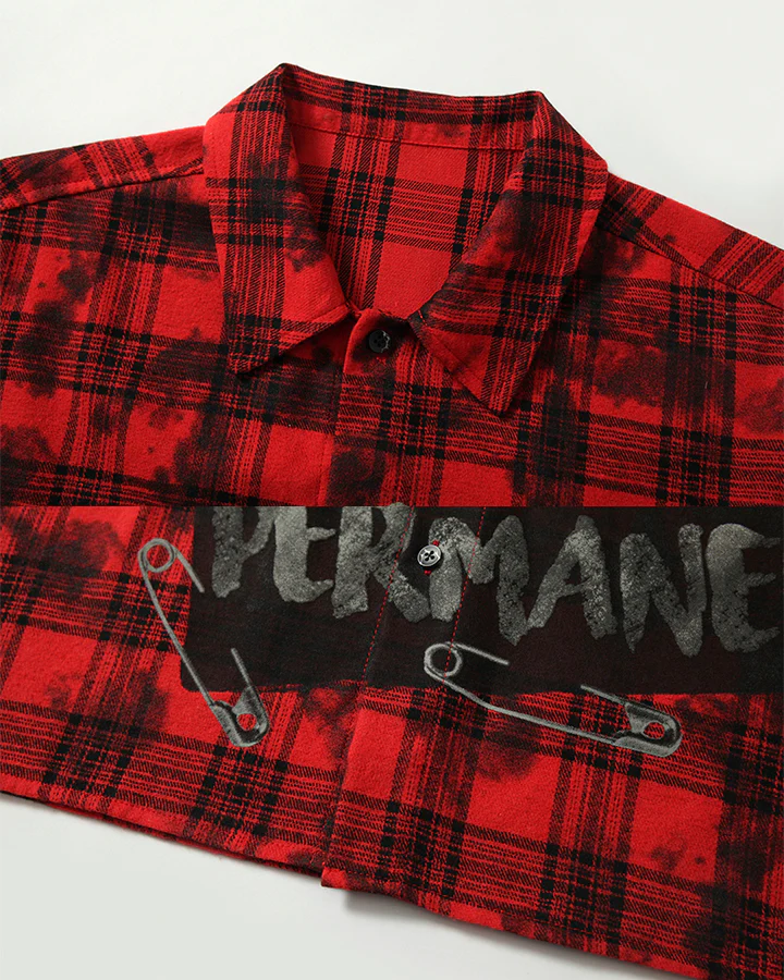 New American Red Plaid Print Shirt - Image 8