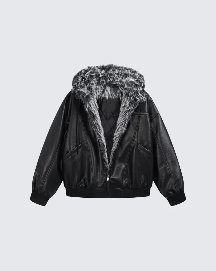 New American-Style Cool Faux Leather Jacket Coat - Image 4